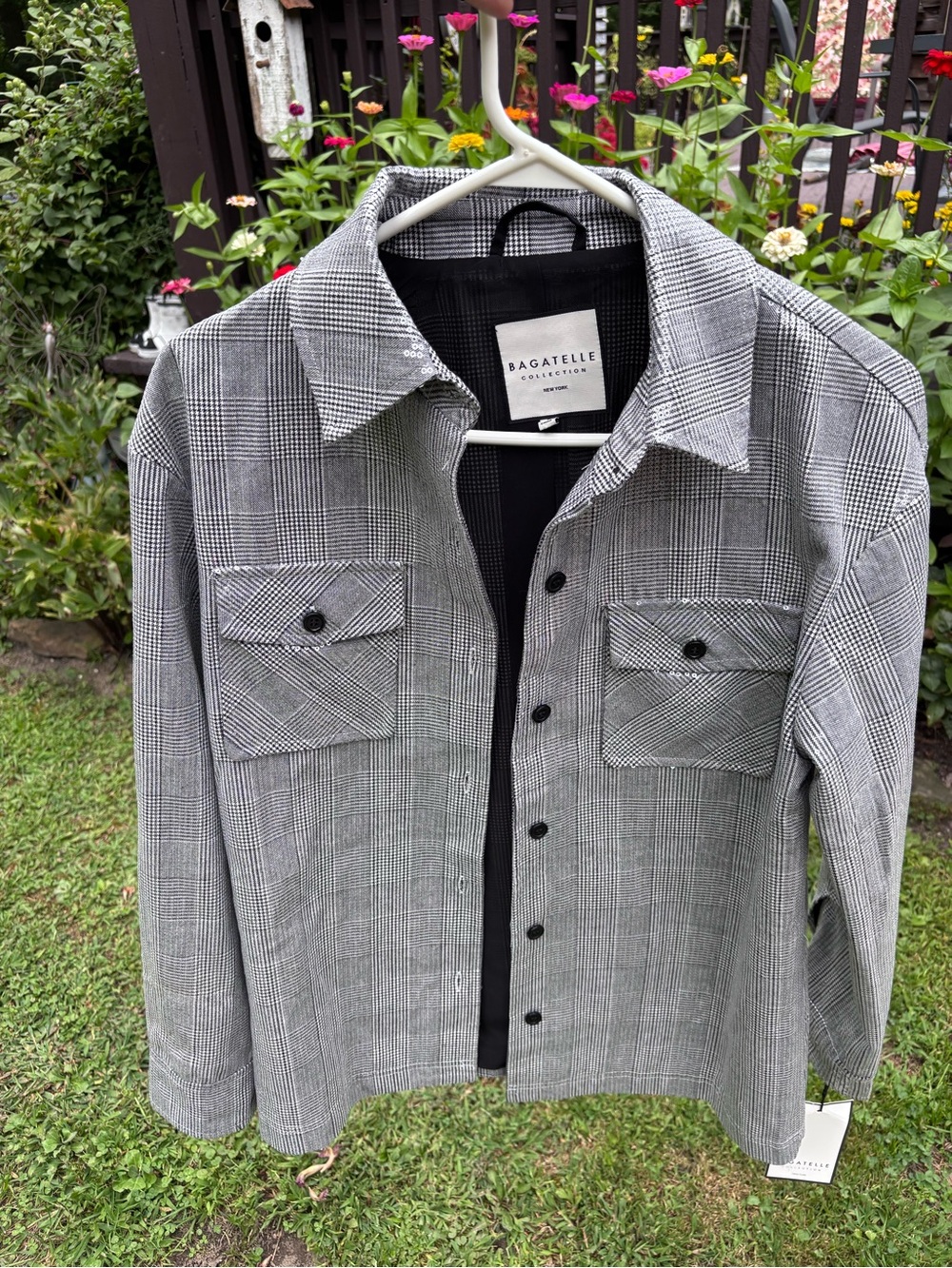 Bagatelle Women’s Gray Plaid Button-Up Jacket (Size Small)